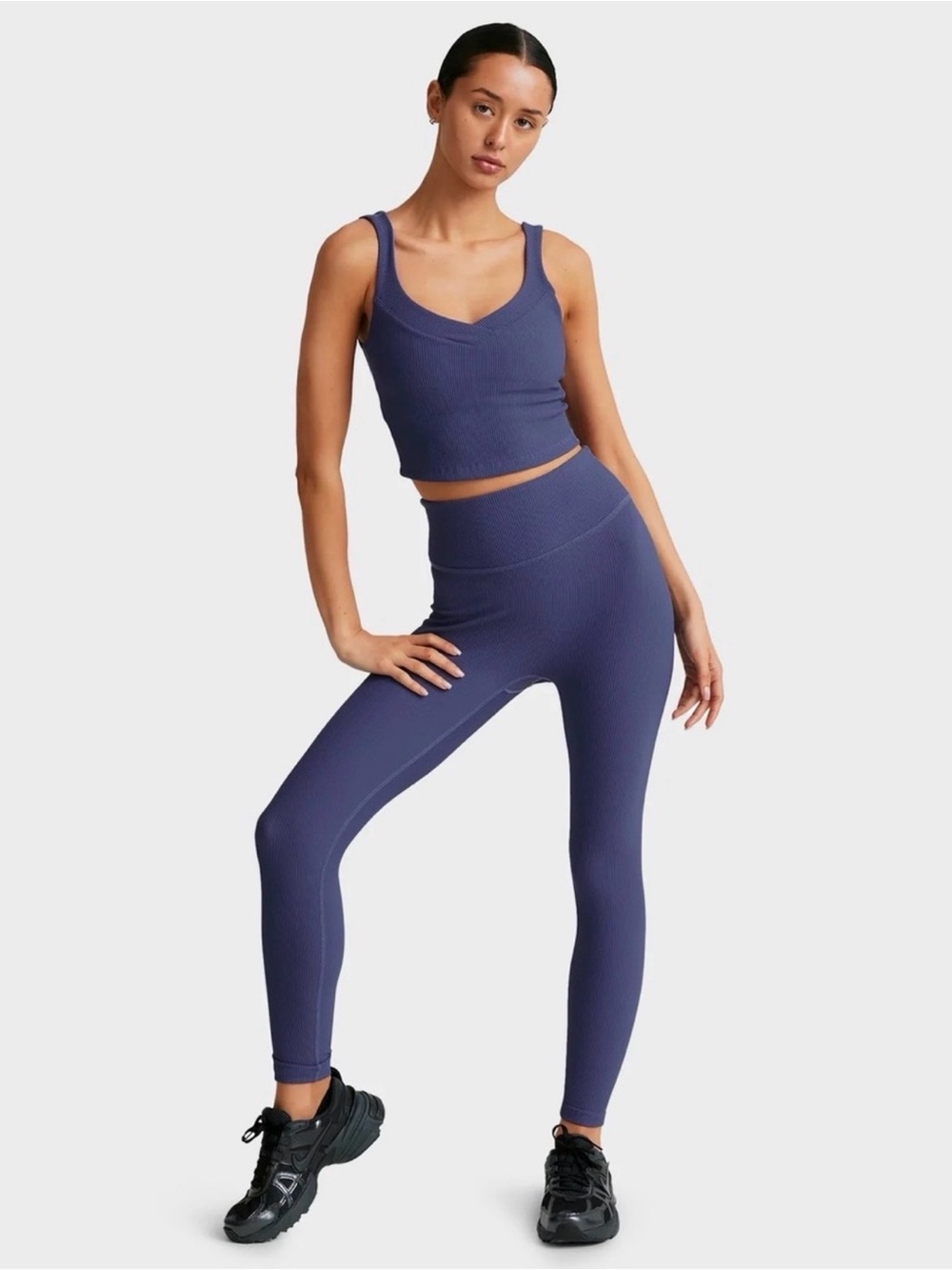 Beyond Yoga Womens Impulse Ribbed Legging Eternal Blue Size Large